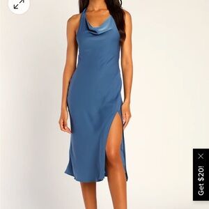 Night for Love Blue Halter Cowl Neck Slip Midi Dress
Lulus
